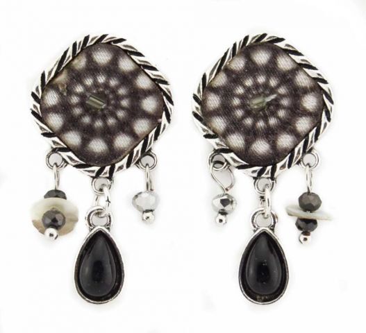 PENDIENTES CUADR EN ROMBO FIMO NEGRO