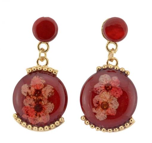 PENDIENTES FLORES NATURALES RDO ROJO