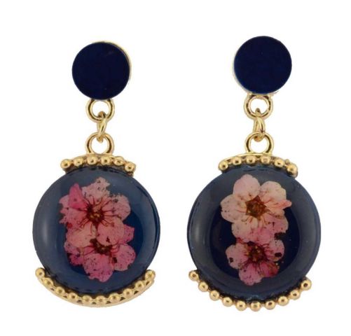 PENDIENTES FLORES NATURALES RDO AZUL