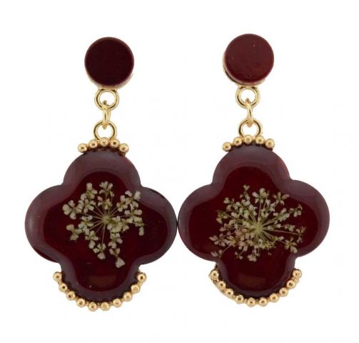 PENDIENTES FLORES NATURALES FLO ROJO