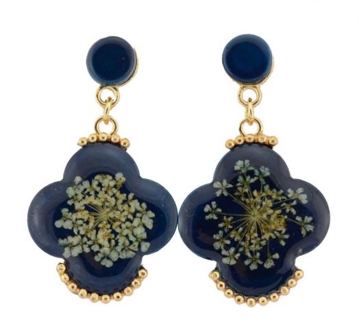PENDIENTES FLORES NATURALES FLO AZUL