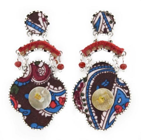 PENDIENTES TELA NACAR ESTAMBUL GRANATE
