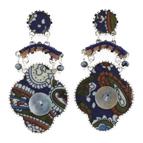 PENDIENTES TELA NACAR ESTAMBUL AZUL