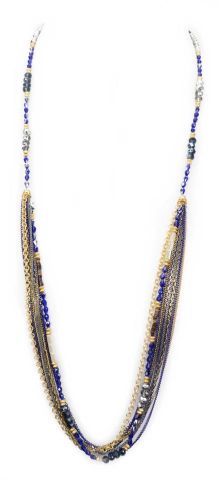 COLLAR LARGO VUELTAS MEDIO AZUL