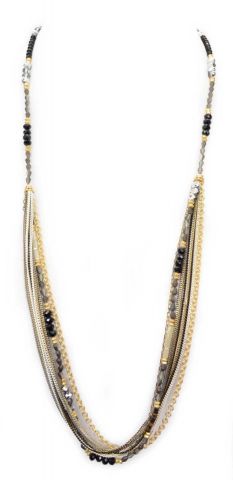 COLLAR LARGO VUELTAS MEDIO NEGRO