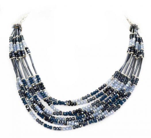 COLLAR VUELTAS CORTO AZUL
