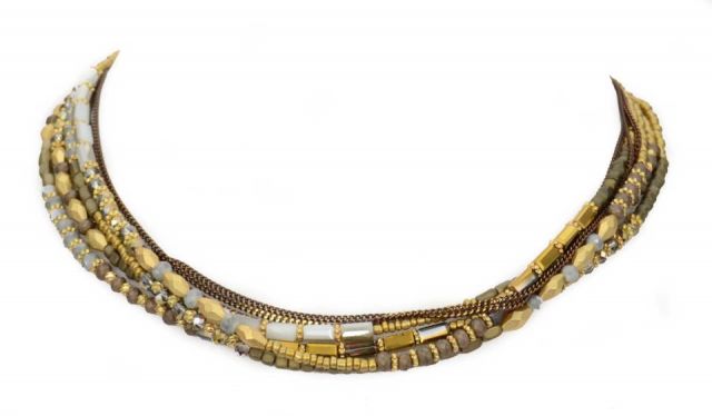 COLLAR VUELTAS CORTO FUSSIO MARRON