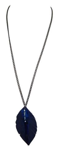 COLLAR LARGO COLG HOJA VERT AZUL