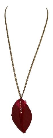 COLLAR LARGO COLG HOJA VERT GRANATE