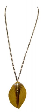 COLLAR LARGO COLG HOJA VERT MOSTAZA