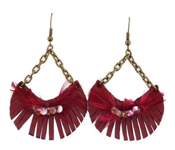 PENDIENTES CURVO GRANATE