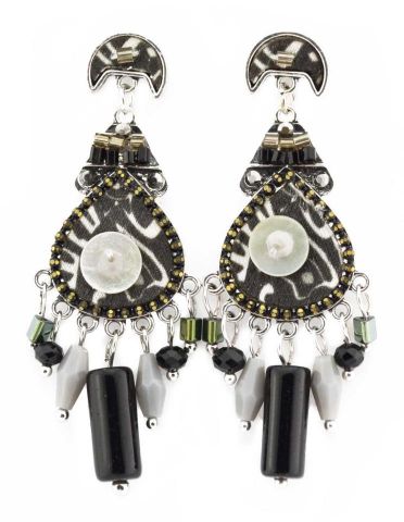 PENDIENTES TELA NACAR CON TUBO  NEGRO