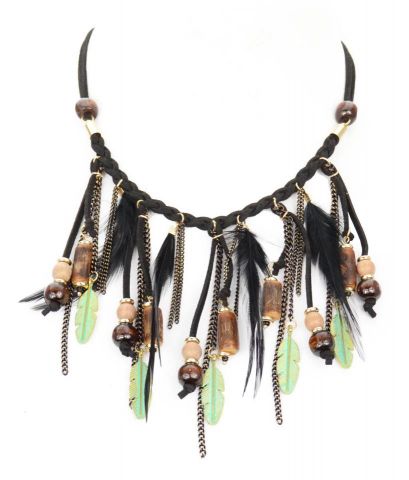 COLLAR CUERO NEGRO CORTO TR