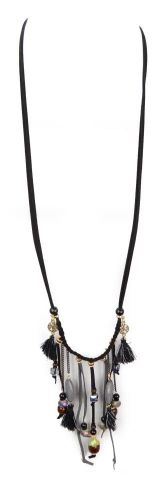 COLLAR LARGO CUERO NEGRO TR