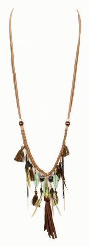 COLLAR CUERO LARGO TRENZA