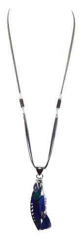 COLLAR COLG. PLUMA METAL+PL AZUL