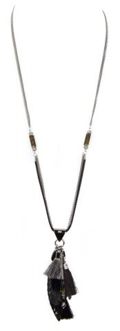 COLLAR COLG. PLUMA METAL+PL NEGRO