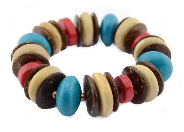 PULSERA BIG BEADS MADERA + C