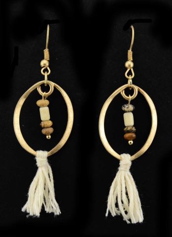 PENDIENTES ARO OVALADO ESCOB.  NATURAL