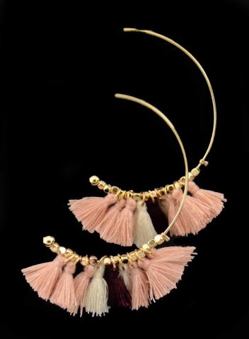 PENDIENTES 1/2 ARO MULTI POMPON ROSA