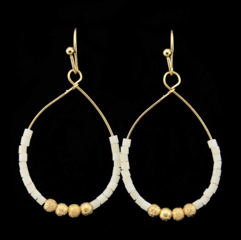 PENDIENTES MINI BEADS OVAL CRUDO