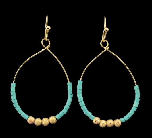 PENDIENTES MINI BEADS OVAL TURQUESA