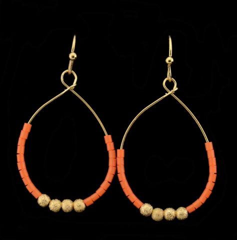 PENDIENTES MINI BEADS OVAL NARANJA