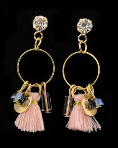 PENDIENTES MINI PLUMERO  ROSA