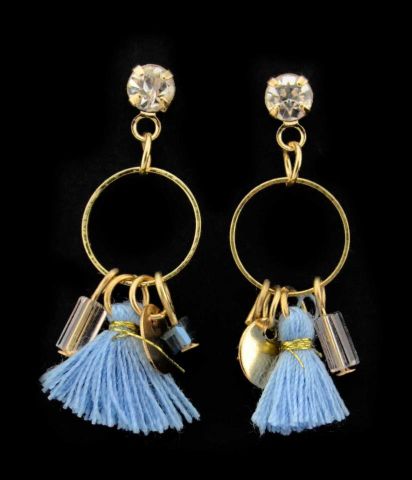 PENDIENTES MINI PLUMERO  AZUL
