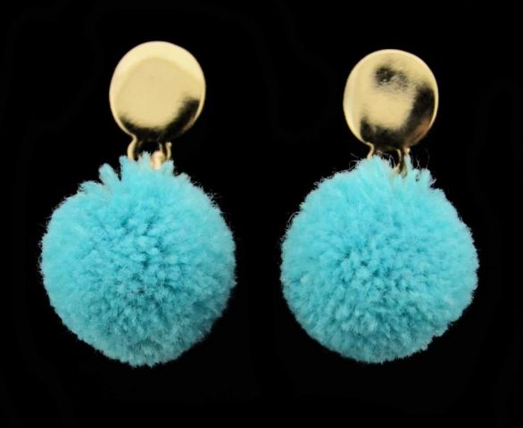 PENDIENTES BOLA POMPON VERDE