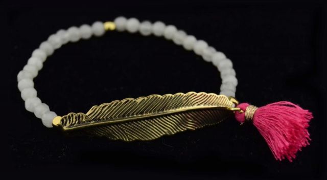 PULSERA HOJA ALARGADA ROSA