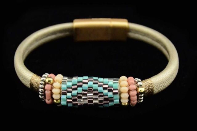 PULSERA 1 VUELTA ROMBO BEADS