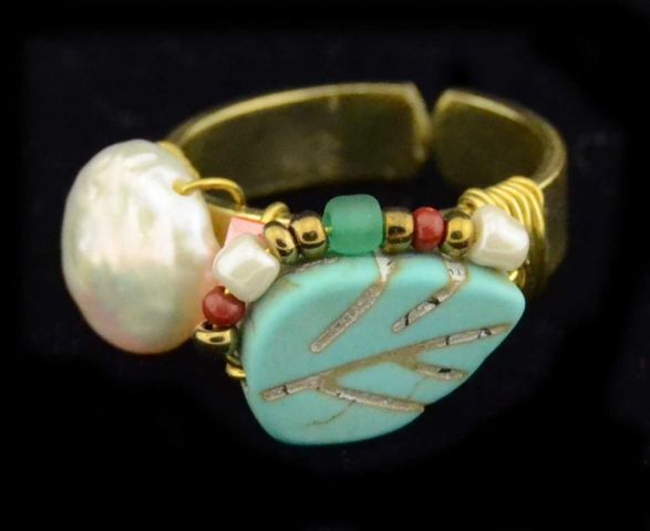 ANILLO MINI 1 TURQ 1 PEARL