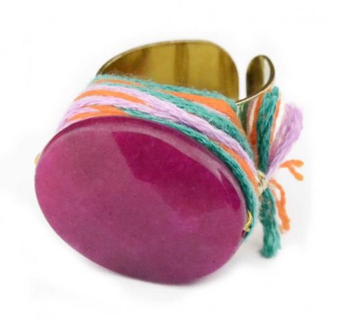 ANILLO HORIZ FUCSHIA STONE