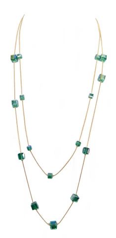 COLLAR LARGO 2 VUELTAS CUBO VERDE
