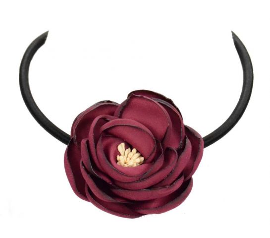 COLLAR FLOR BROCHE  GRANATE