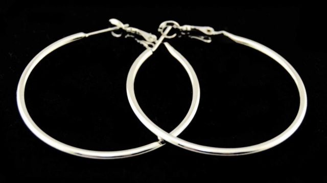 PENDIENTES AROS FINO RDO 4 CM. PLATEADO