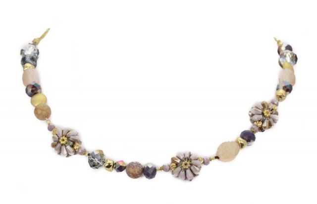 COLLAR CORTO FLOR PETAL MALVA