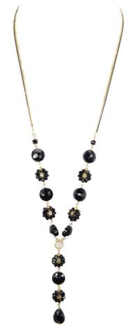 COLLAR LARGO FLOR PETAL NEGRO