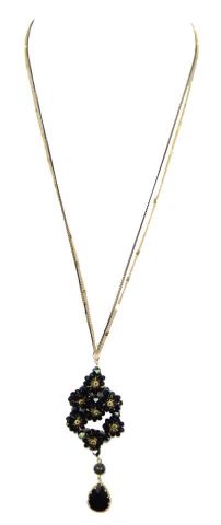 COLLAR ROMBO FLOR PETAL NEGRO