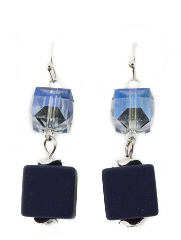 PENDIENTES CUBO GRIS-AZUL