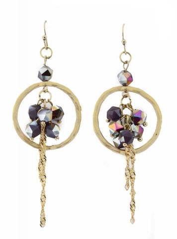 PENDIENTES ARO + BEADS  CRUDO