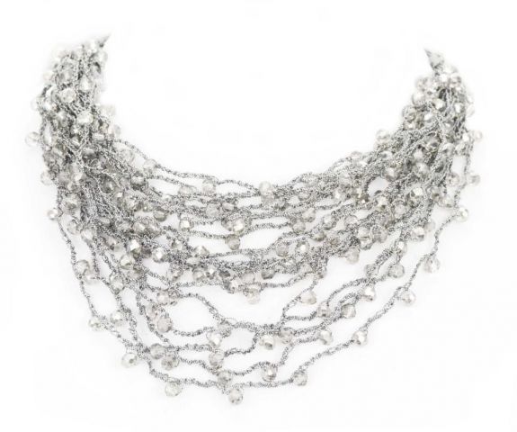 COLLAR LAGRIMAS MULTIVUELTA PLATEADO