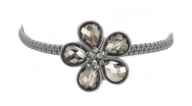 COLLAR CHOKER FLOR PLATEADO