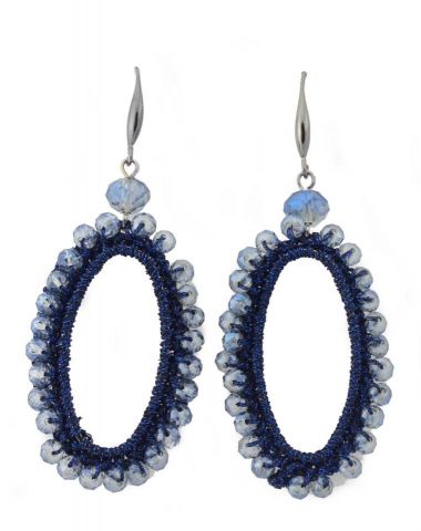 PENDIENTES TEJ. OVAL AZUL