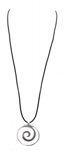 COLGANTE CUERO ESPIRAL PLATA