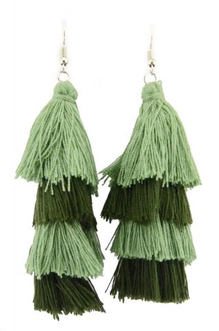 PENDIENTES 4 PISOS POMPONS  VERDE