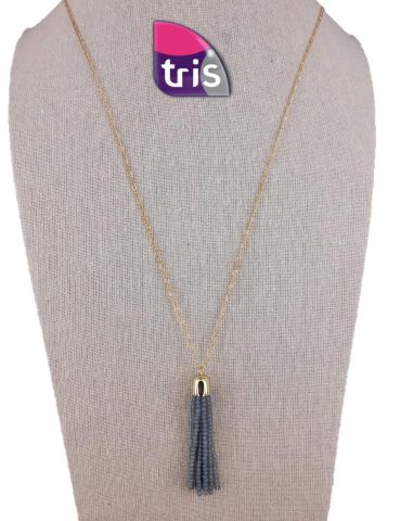 COLGANTE TIRAS BEADS GRIS