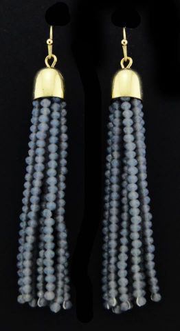 PENDIENTES TIRAS BEADS AZUL