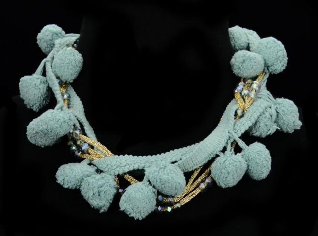 COLLAR PASAM Y BEADS AZUL